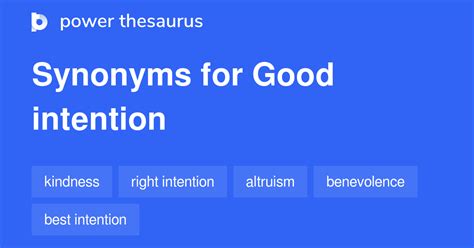 another word for good intentions|INTENTION Synonyms: 85 Similar and Opposite Words .
